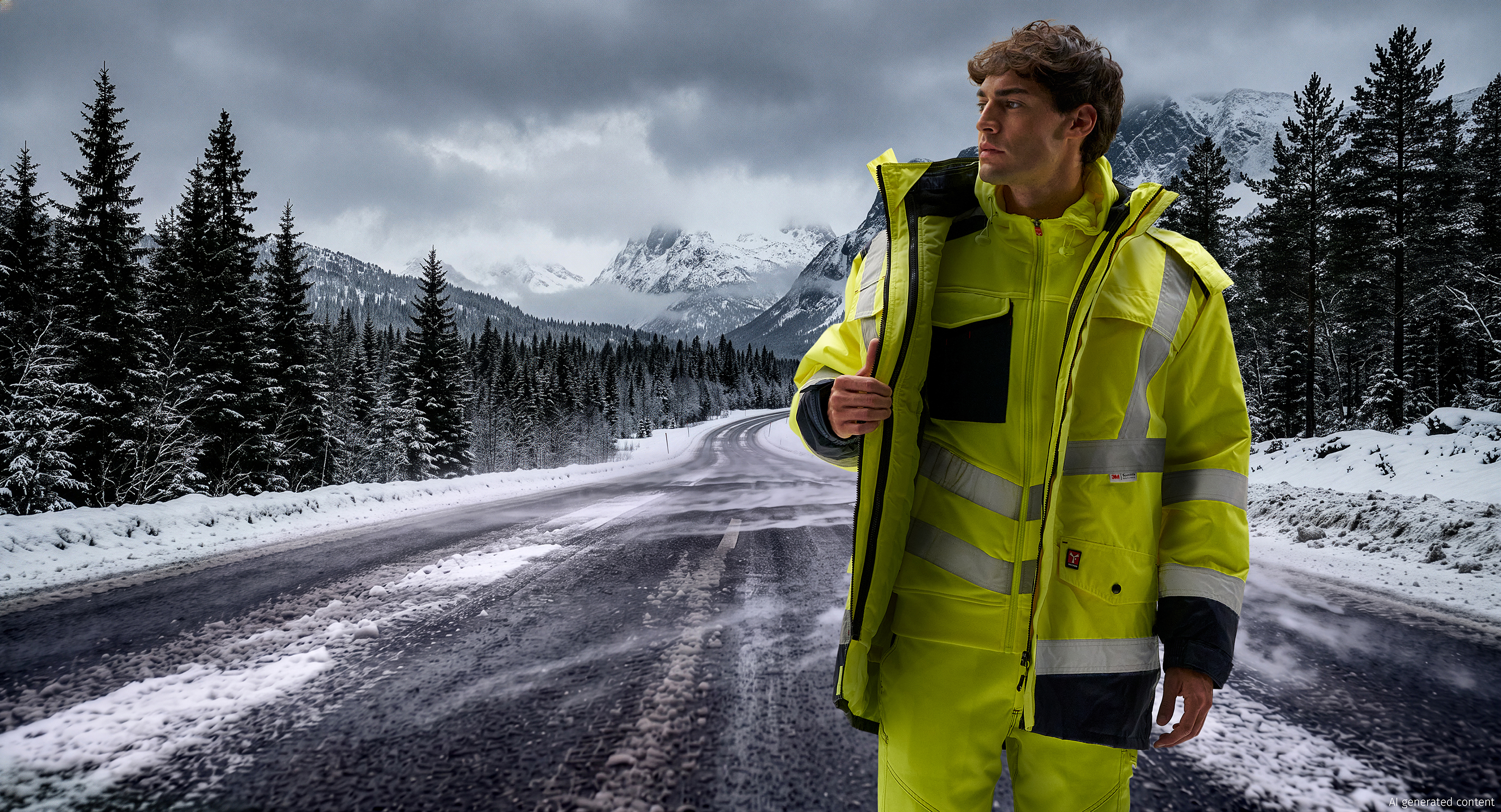 Completo invernale giallo ad alta visibilità